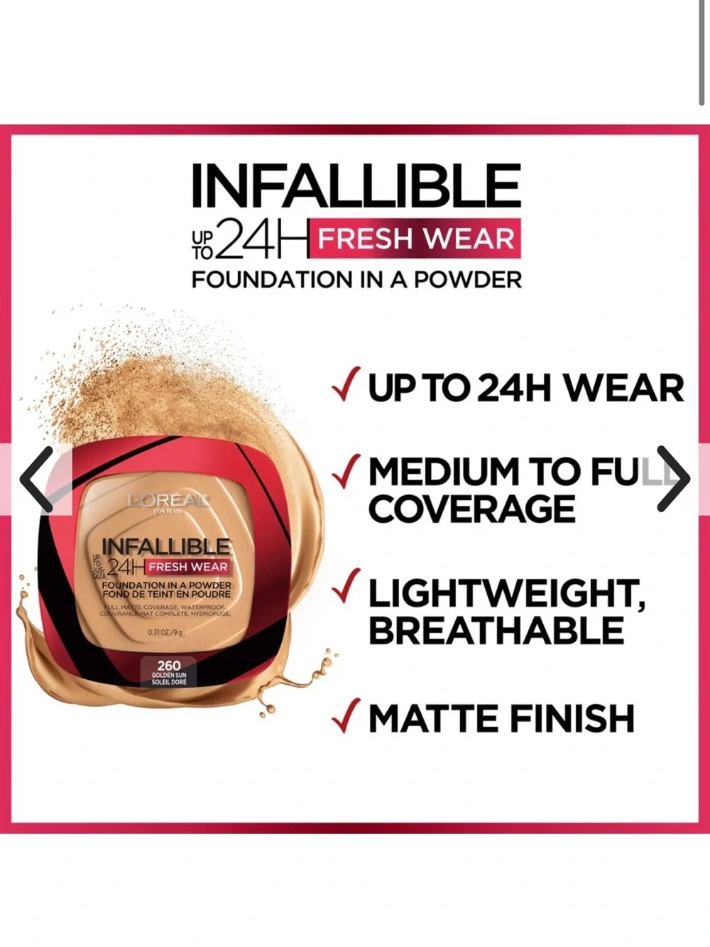 L'Oreal Infallible Fresh Wear Powder Foundation — Beige Sand